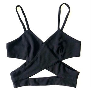 Strappy faux wrap crop top